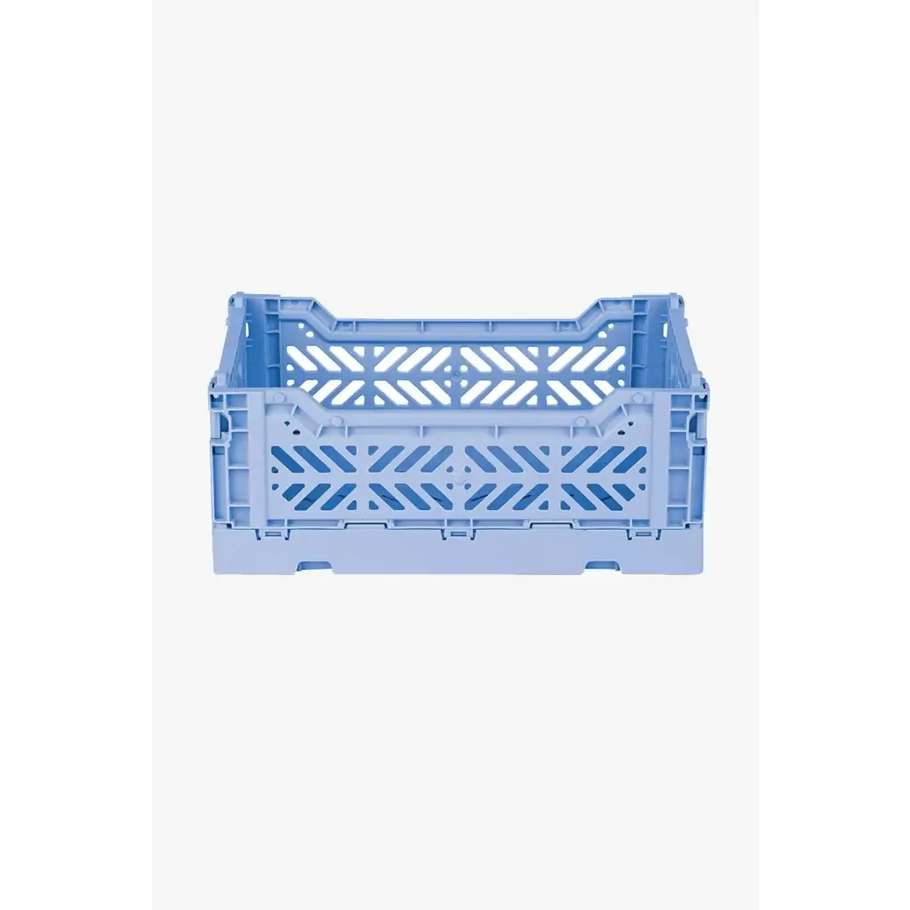 Foldable Storage Bins, Plastic Crate for Storage, Collapsible Crate, Utility Stackable Box Small Baby Blue