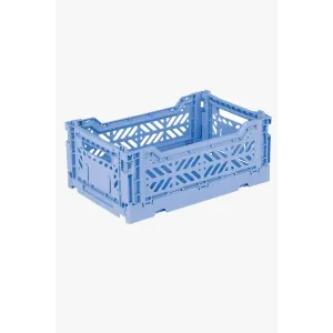 Foldable Storage Bins, Plastic Crate for Storage, Collapsible Crate, Utility Stackable Box Small Baby Blue