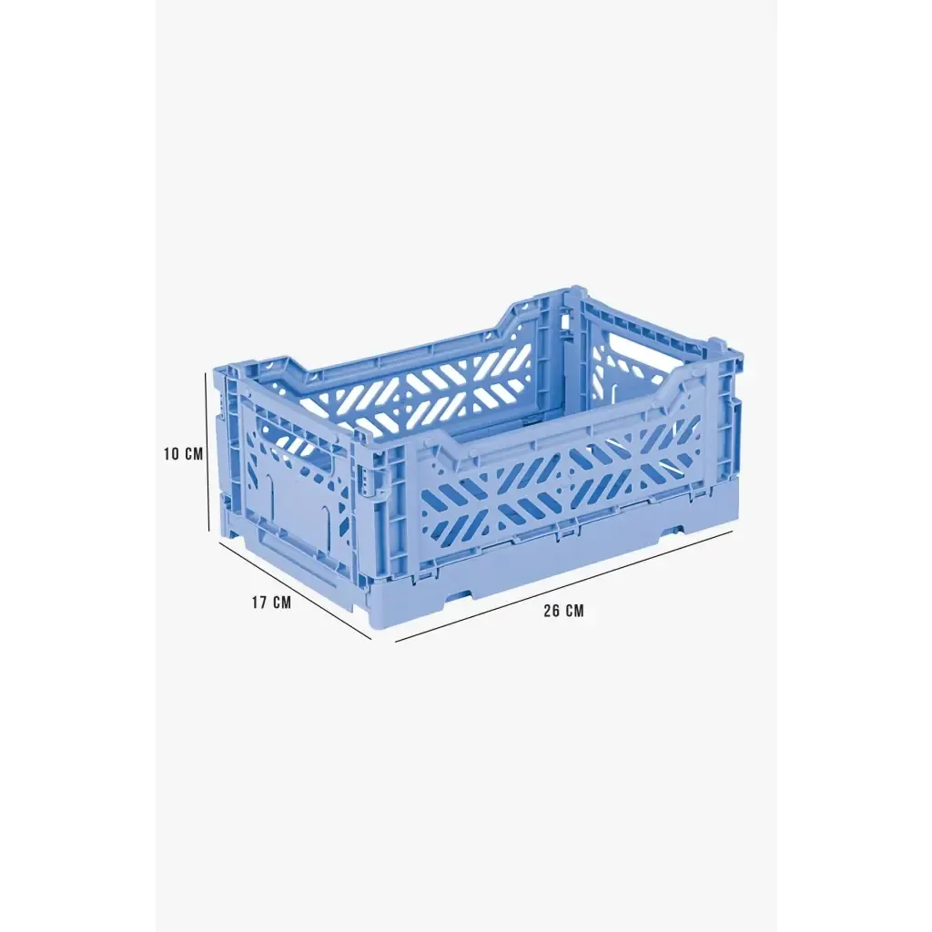 Foldable Storage Bins, Plastic Crate for Storage, Collapsible Crate, Utility Stackable Box Small Baby Blue