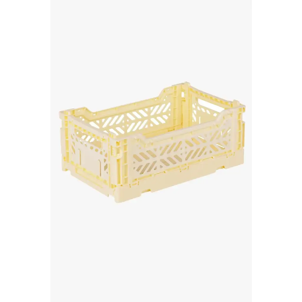 Foldable Storage Bins, Plastic Crate for Storage, Collapsible Crate, Utility Stackable Box Small Cream