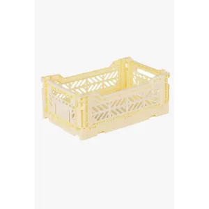 Foldable Storage Bins, Plastic Crate for Storage, Collapsible Crate, Utility Stackable Box Small Cream