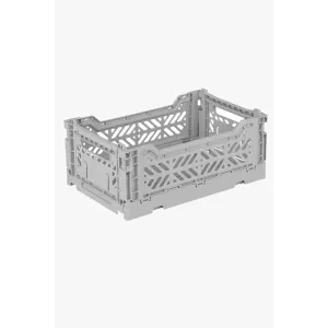 Foldable Storage Bins, Plastic Crate for Storage, Collapsible Crate, Utility Stackable Box Small Gray