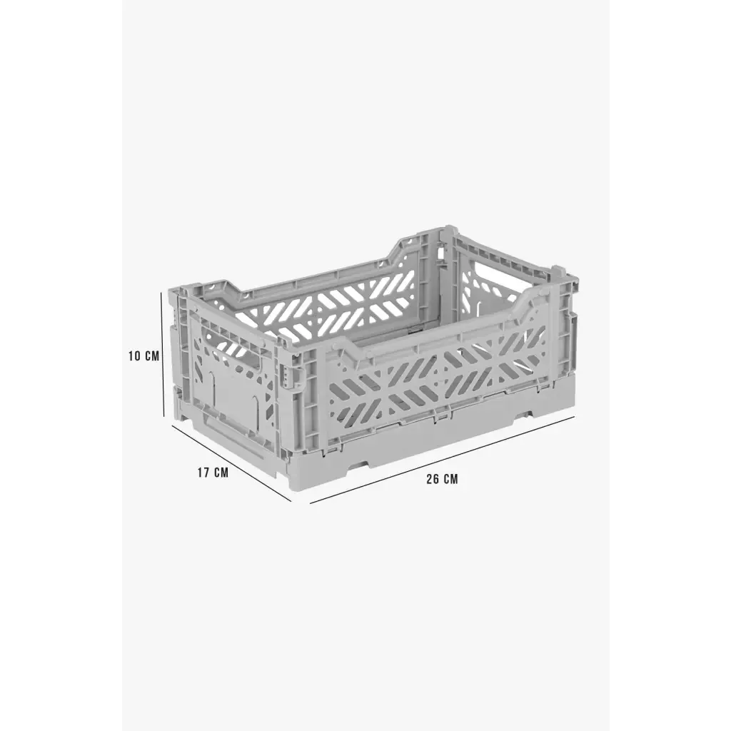 Foldable Storage Bins, Plastic Crate for Storage, Collapsible Crate, Utility Stackable Box Small Gray