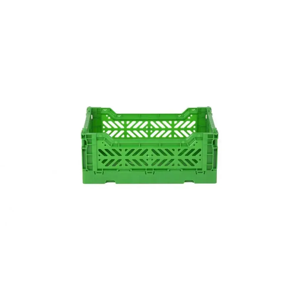 Foldable Storage Bins, Plastic Crate for Storage, Collapsible Crate, Utility Stackable Box Small Green