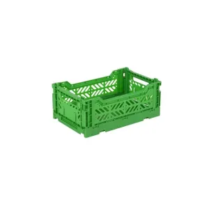 Foldable Storage Bins, Plastic Crate for Storage, Collapsible Crate, Utility Stackable Box Small Green