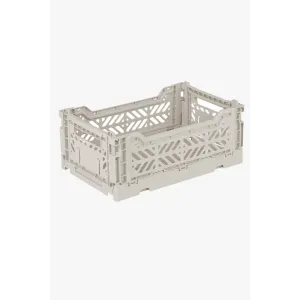 Foldable Storage Bins, Plastic Crate for Storage, Collapsible Crate, Utility Stackable Box Small Light Gray