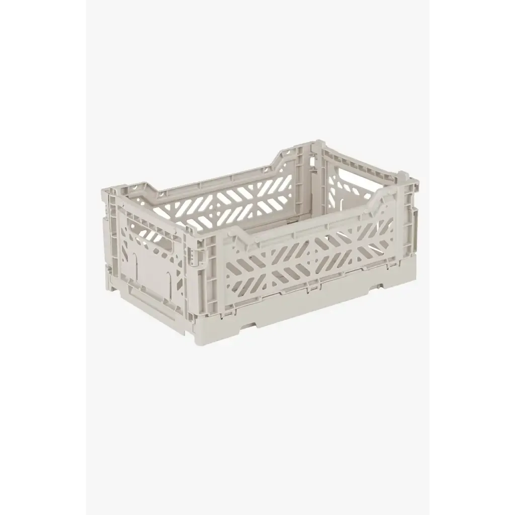 Foldable Storage Bins, Plastic Crate for Storage, Collapsible Crate, Utility Stackable Box Small Light Gray