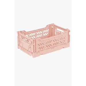 Foldable Storage Bins, Plastic Crate for Storage, Collapsible Crate, Utility Stackable Box Small Milk Tea