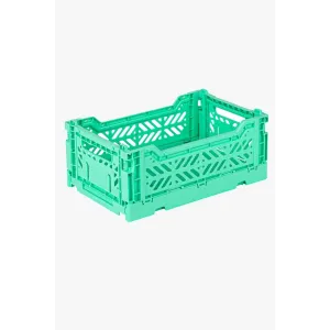 Foldable Storage Bins, Plastic Crate for Storage, Collapsible Crate, Utility Stackable Box Small Mint