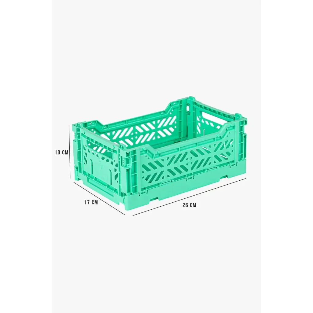 Foldable Storage Bins, Plastic Crate for Storage, Collapsible Crate, Utility Stackable Box Small Mint