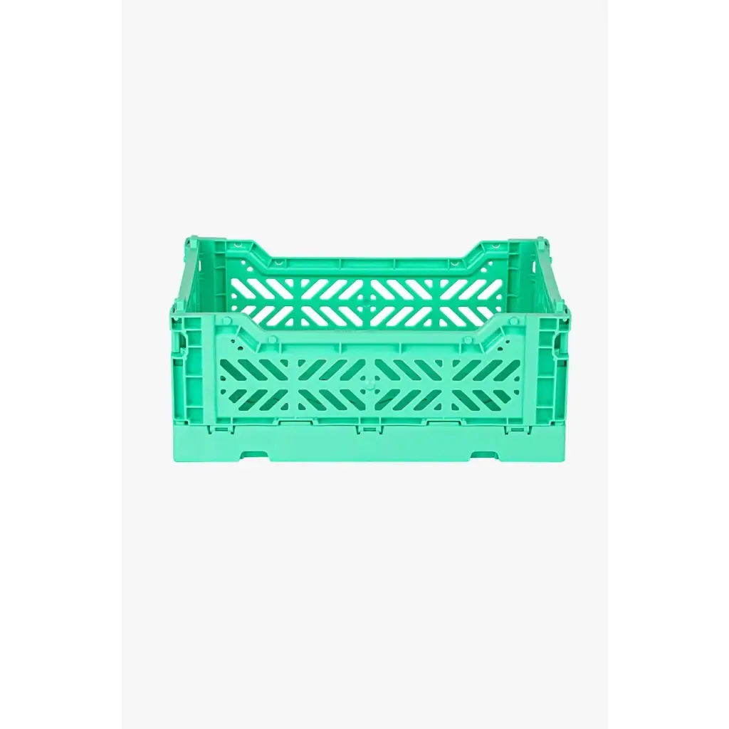 Foldable Storage Bins, Plastic Crate for Storage, Collapsible Crate, Utility Stackable Box Small Mint