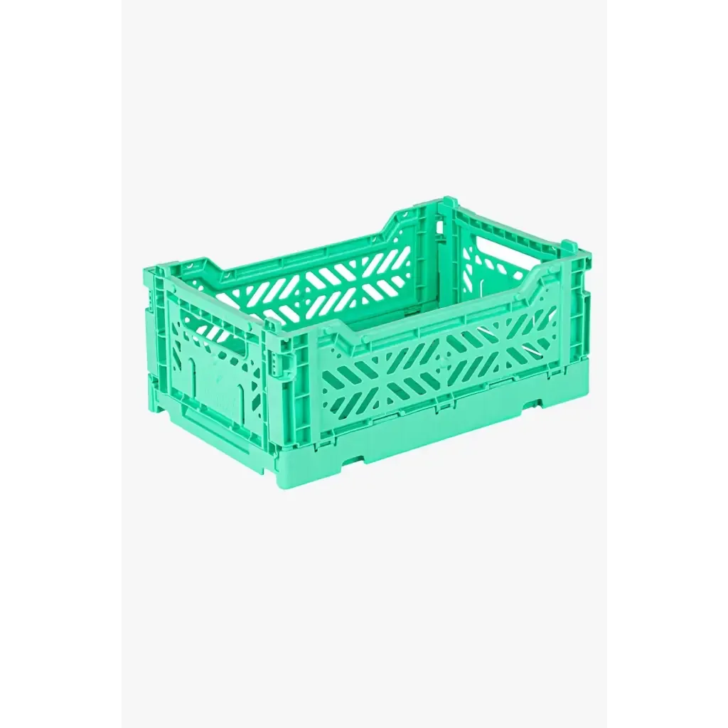 Foldable Storage Bins, Plastic Crate for Storage, Collapsible Crate, Utility Stackable Box Small Mint