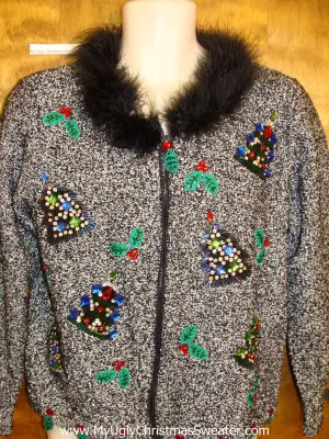 Furry Huge Collar Ugliest Bad Christmas Sweaters