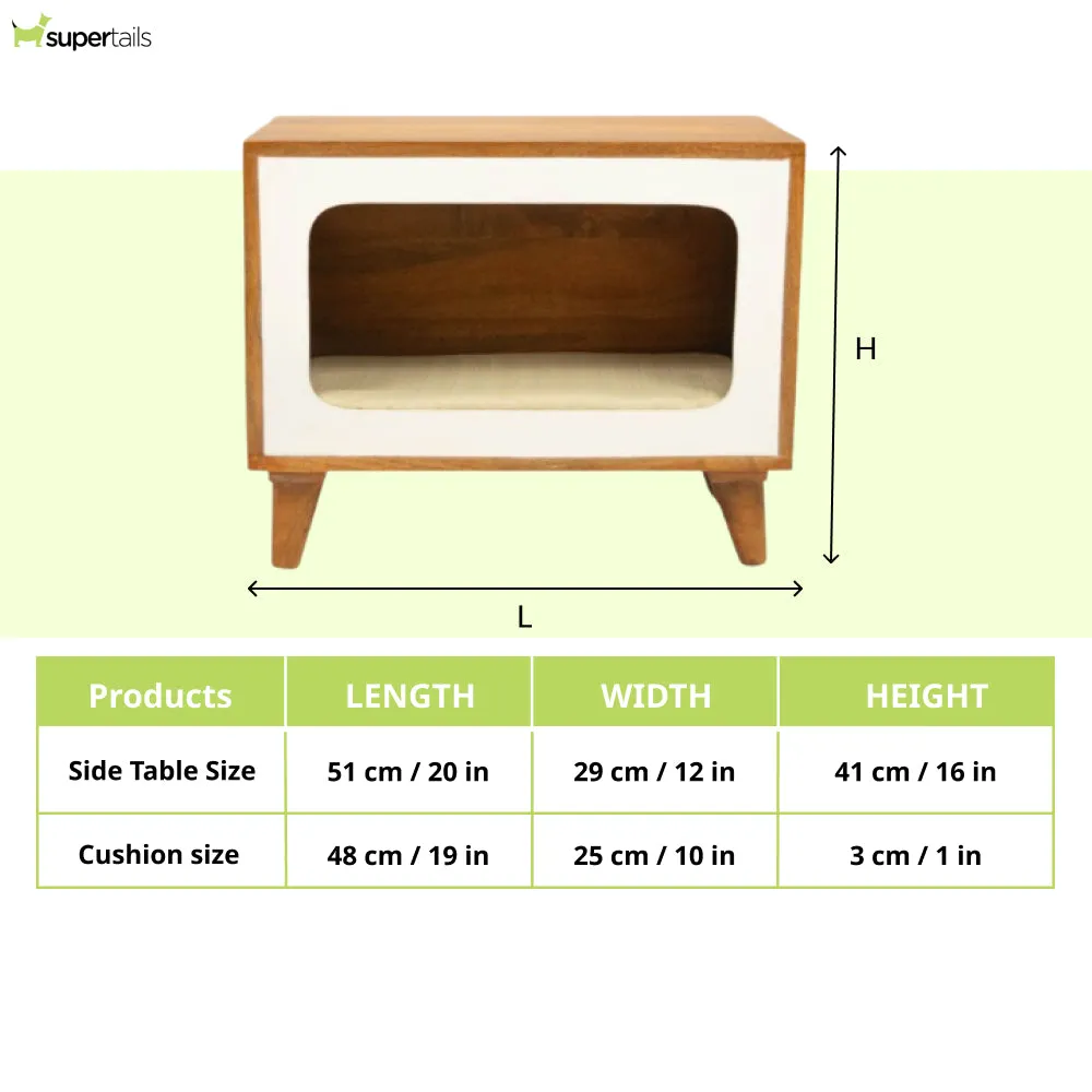 FurryLiving Telly Side Table with Cushion for Small Dogs and Cats (Honey)