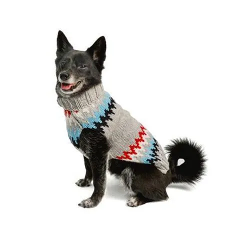 Grey Chevron Striped Wool Dog Sweater