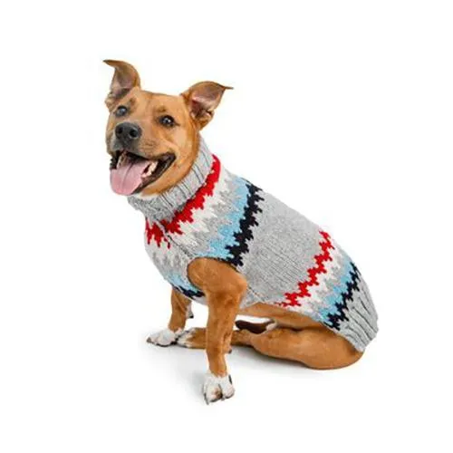 Grey Chevron Striped Wool Dog Sweater