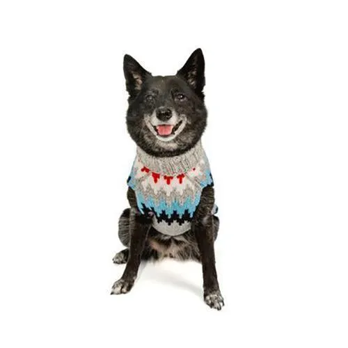 Grey Chevron Striped Wool Dog Sweater