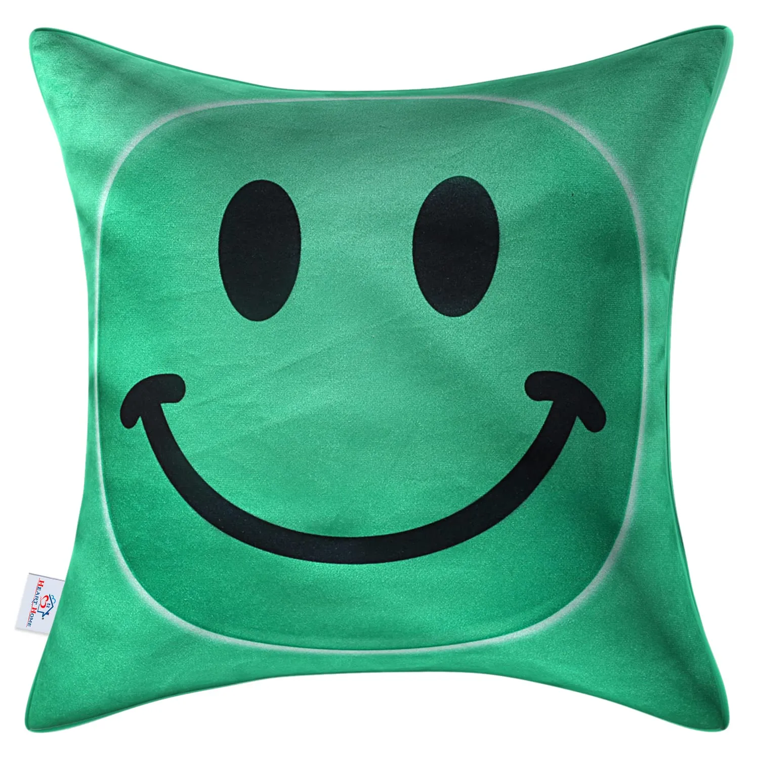 Heart Home Smiley Print Cushion Covers for Cushion, 16x16 Inches- Pack of 4 (Green)