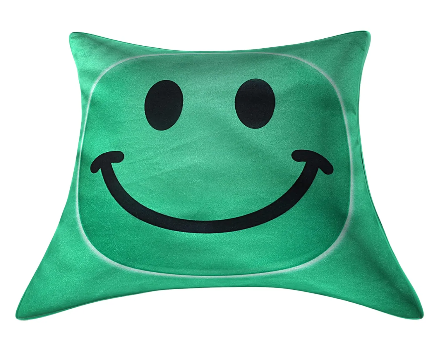 Heart Home Smiley Print Cushion Covers for Cushion, 16x16 Inches- Pack of 4 (Green)