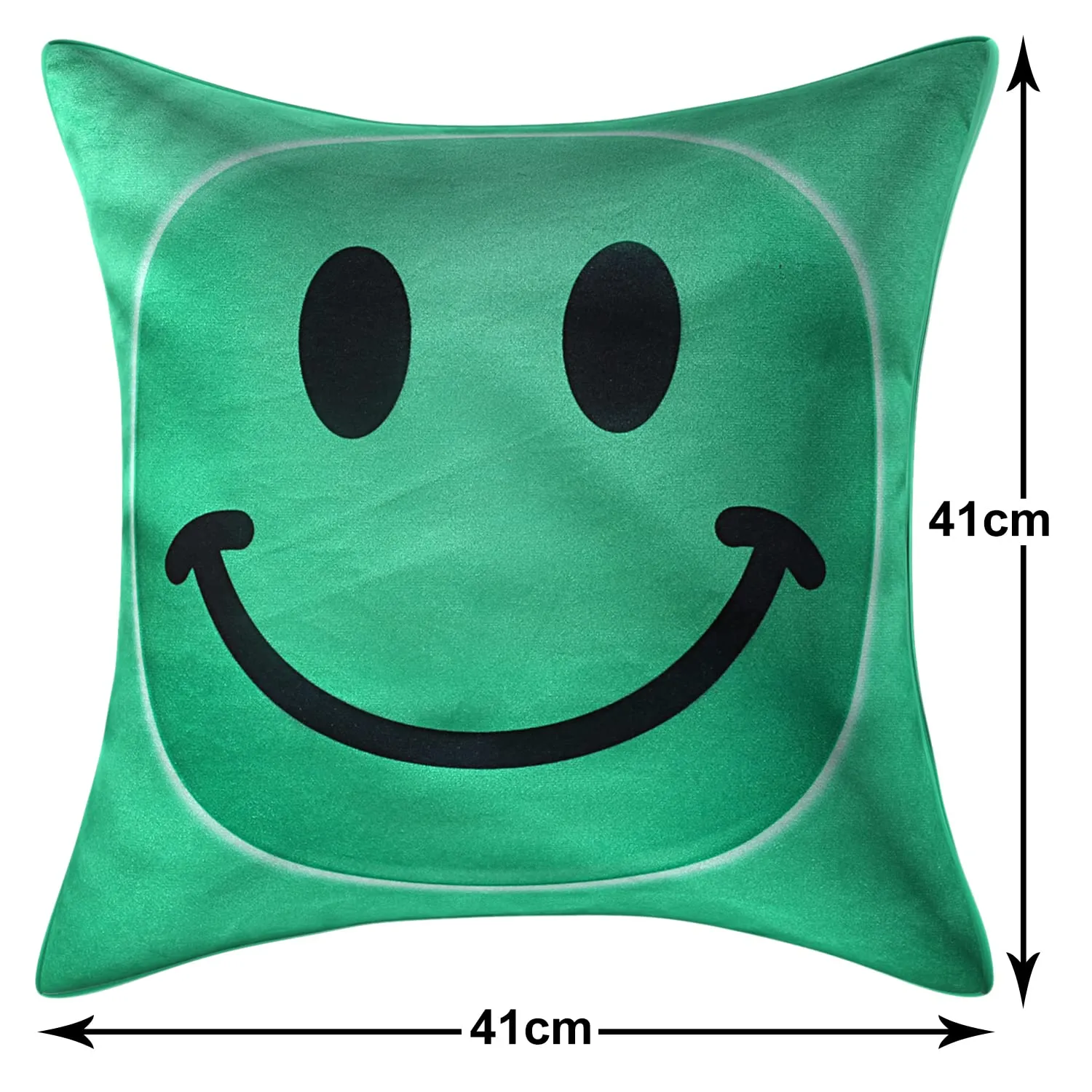 Heart Home Smiley Print Cushion Covers for Cushion, 16x16 Inches- Pack of 4 (Green)