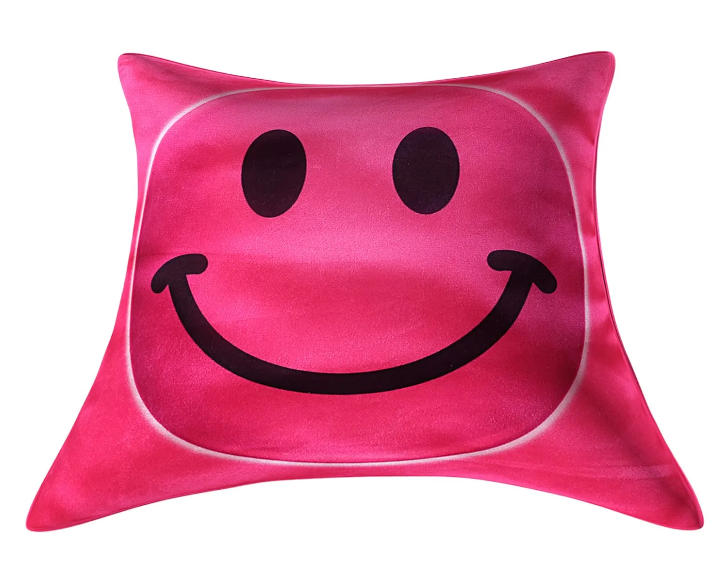 Heart Home Smiley Print Cushion Covers for Cushion, 16x16 Inches- Pack of 4 (Pink)