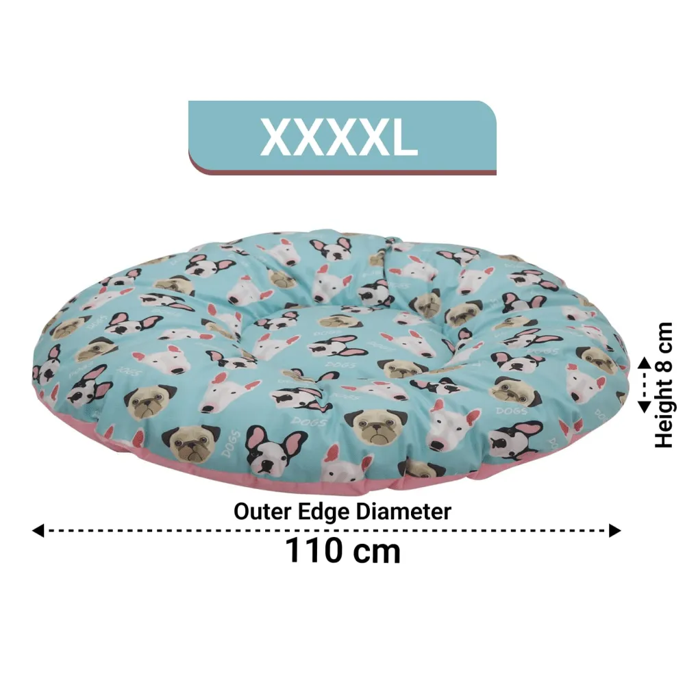 Hiputee Soft Velvet Reversible Bed for Dogs and Cats (Aqua Print)