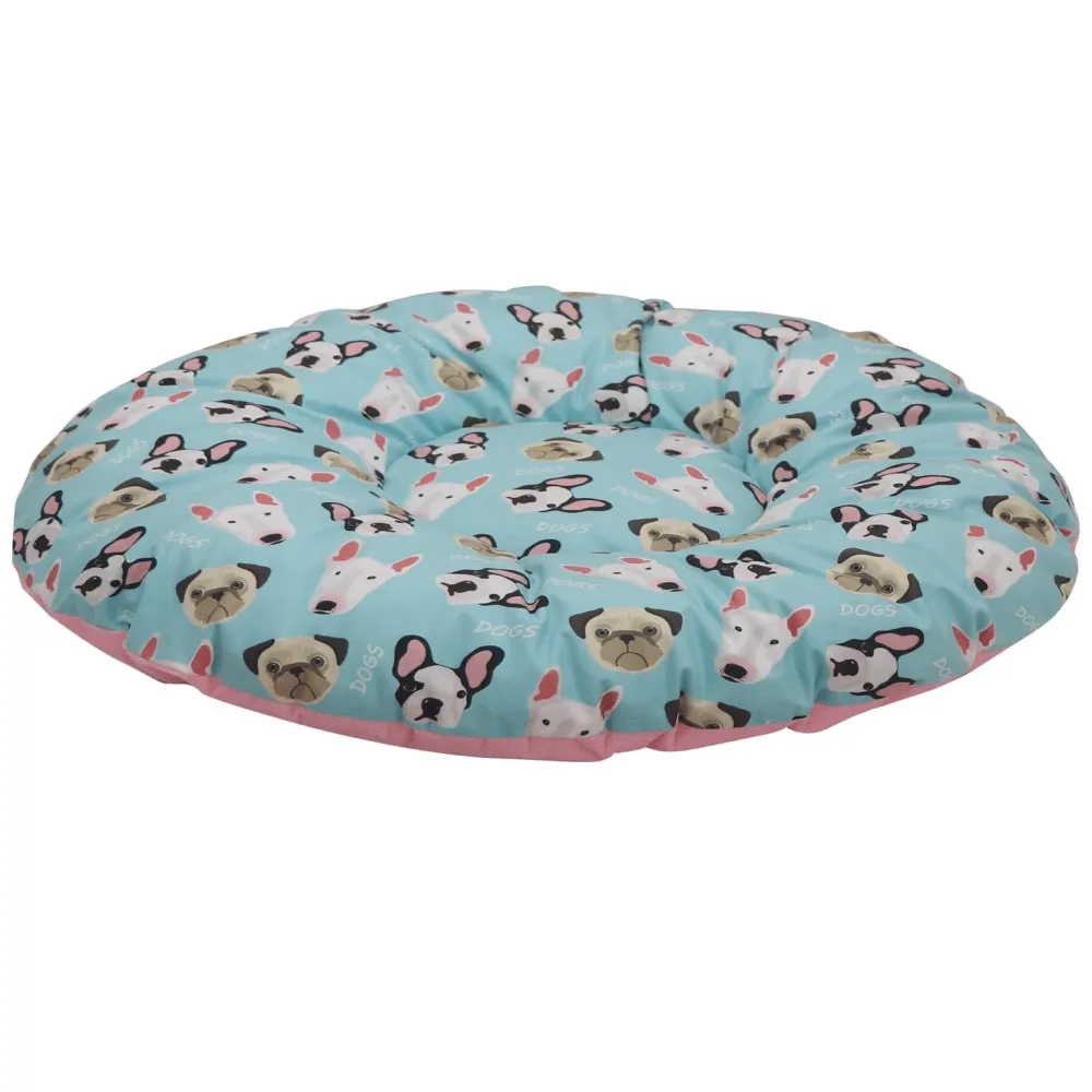 Hiputee Soft Velvet Reversible Bed for Dogs and Cats (Aqua Print)