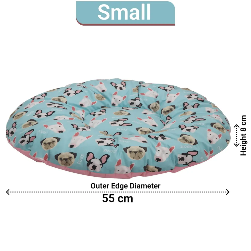 Hiputee Soft Velvet Reversible Bed for Dogs and Cats (Aqua Print)