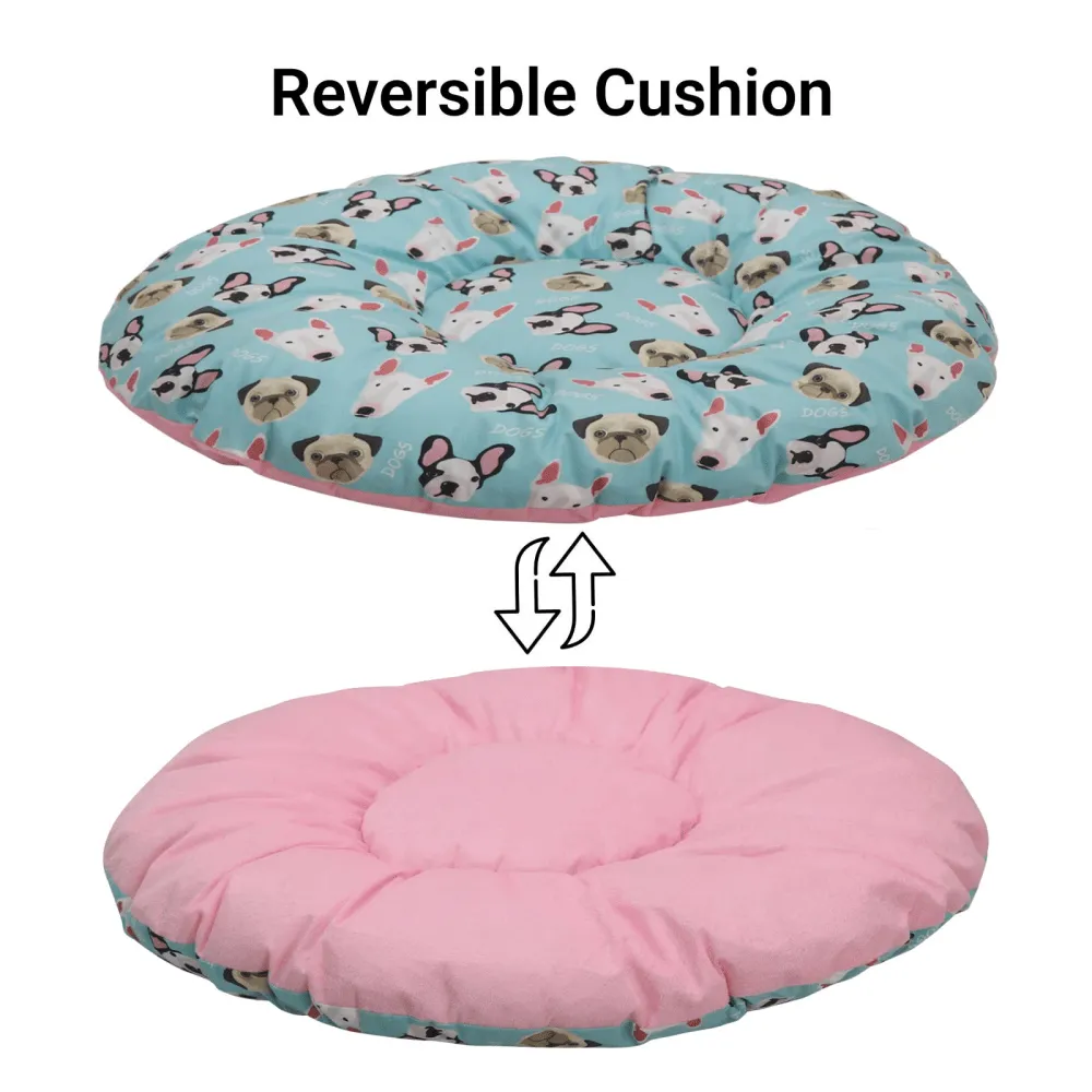 Hiputee Soft Velvet Reversible Bed for Dogs and Cats (Aqua Print)