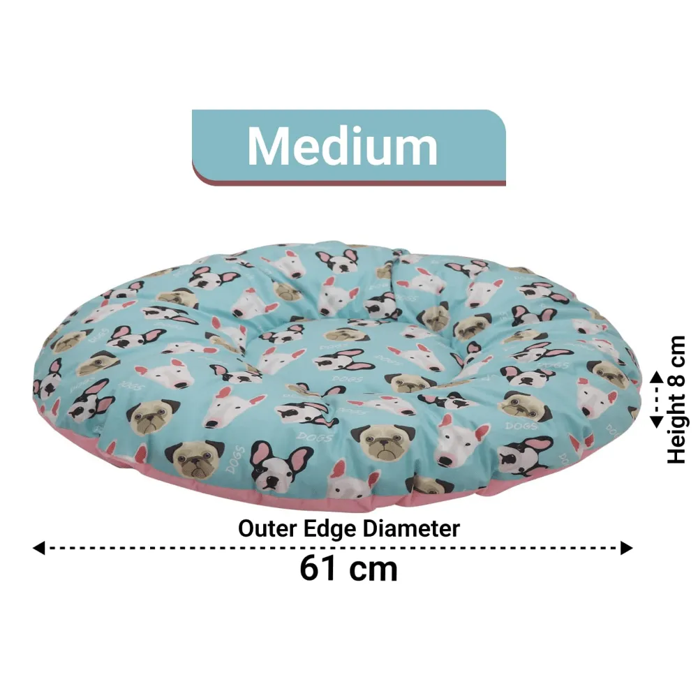 Hiputee Soft Velvet Reversible Bed for Dogs and Cats (Aqua Print)