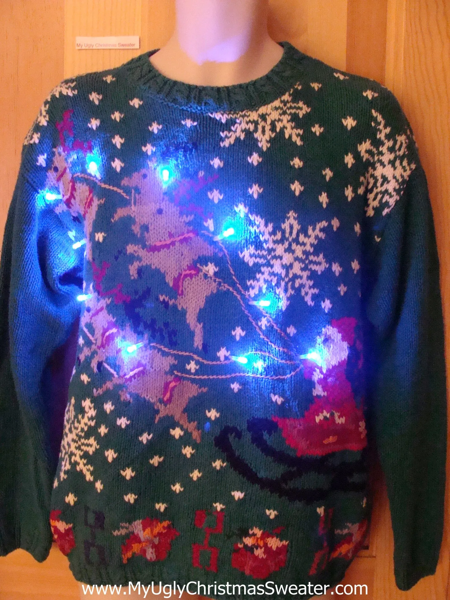 Holy Grail 80s Tacky Light Up Christmas Sweater Reindeer and Santa