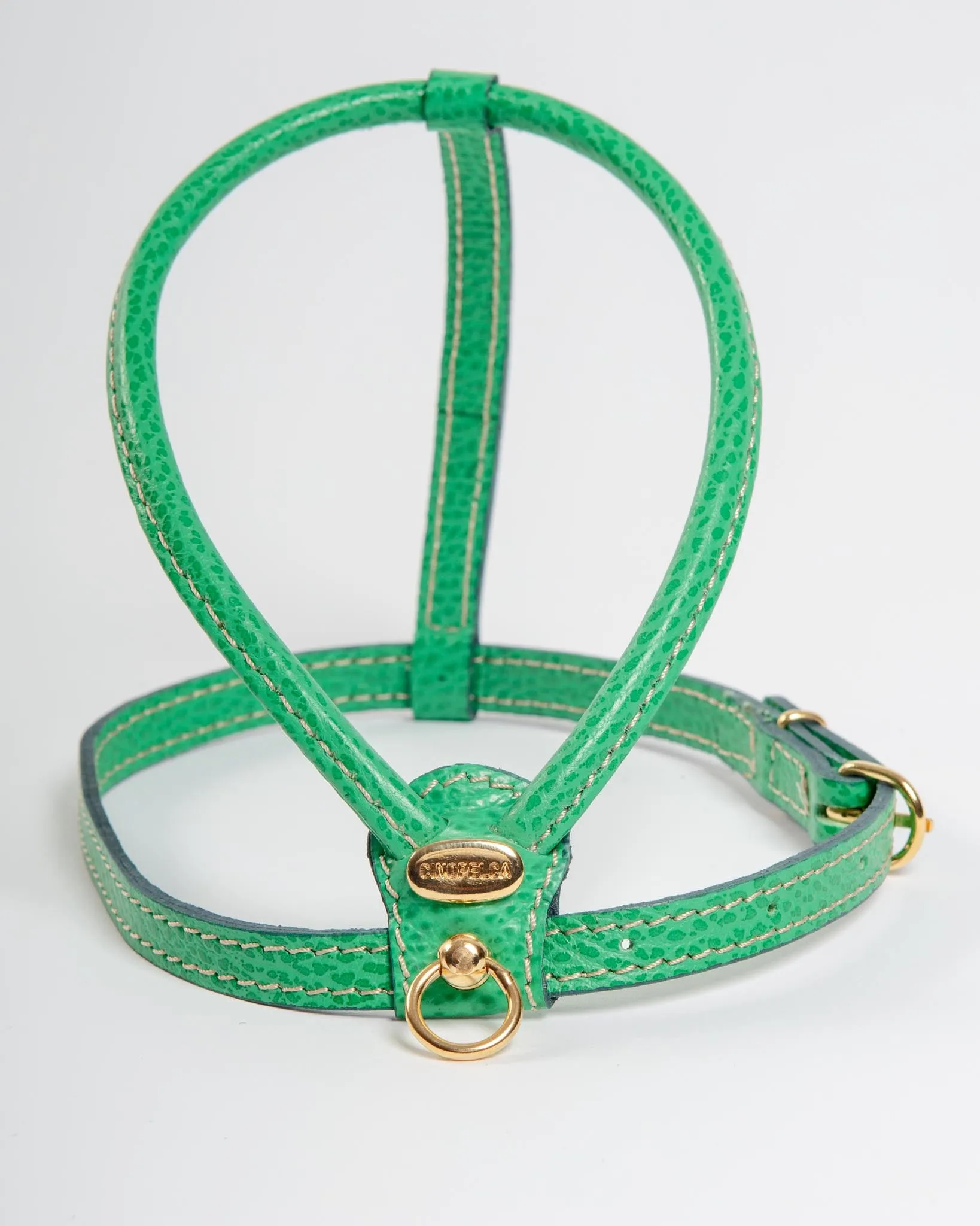 Italian Leather Dog Harness in Green