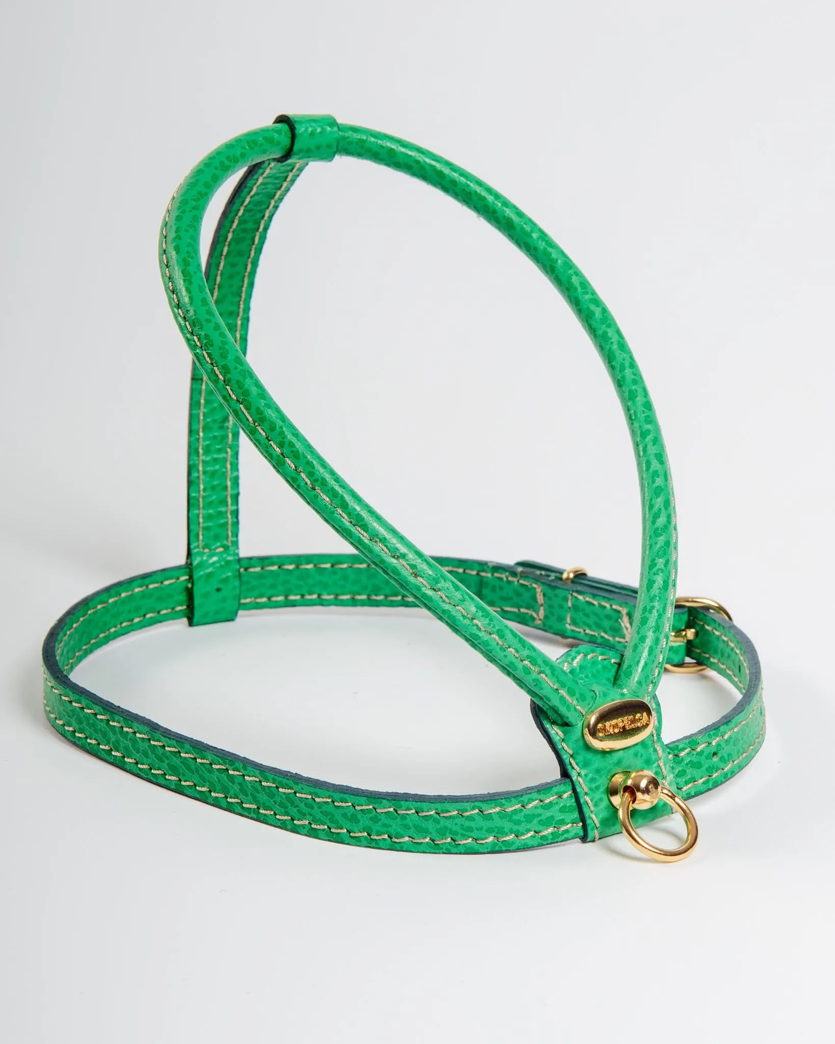 Italian Leather Dog Harness in Green