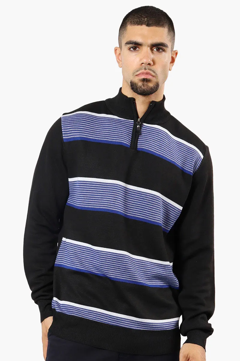 Jay Y. Ko Striped 1/4 Zip Pullover Sweater - Blue