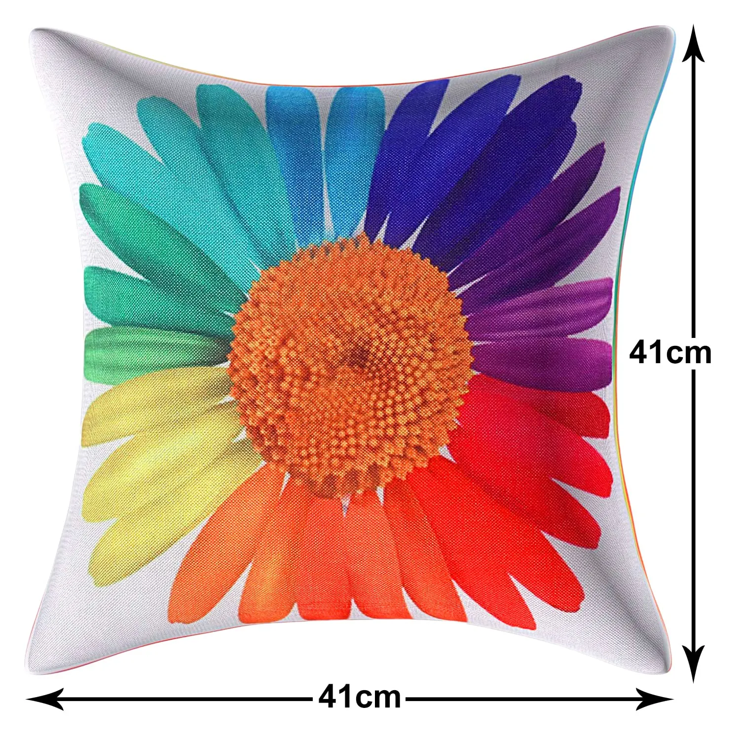 Kuber Industries Rainbow Sun Print Soft Decorative Square Cushion Cover, Cushion Covers, Cushion Case for Sofa Couch Bed 16x16 Inch- Pack of 4 (White)