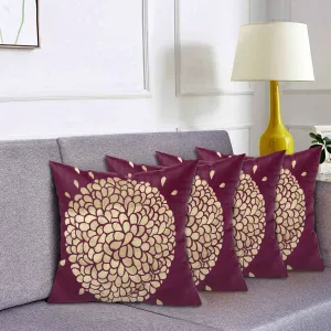 Kuber Industries Rangoli Print Soft Decorative Square Cushion Cover, Cushion Case for Sofa Couch Bed 16x16 Inch- Pack of 4 (Purple)