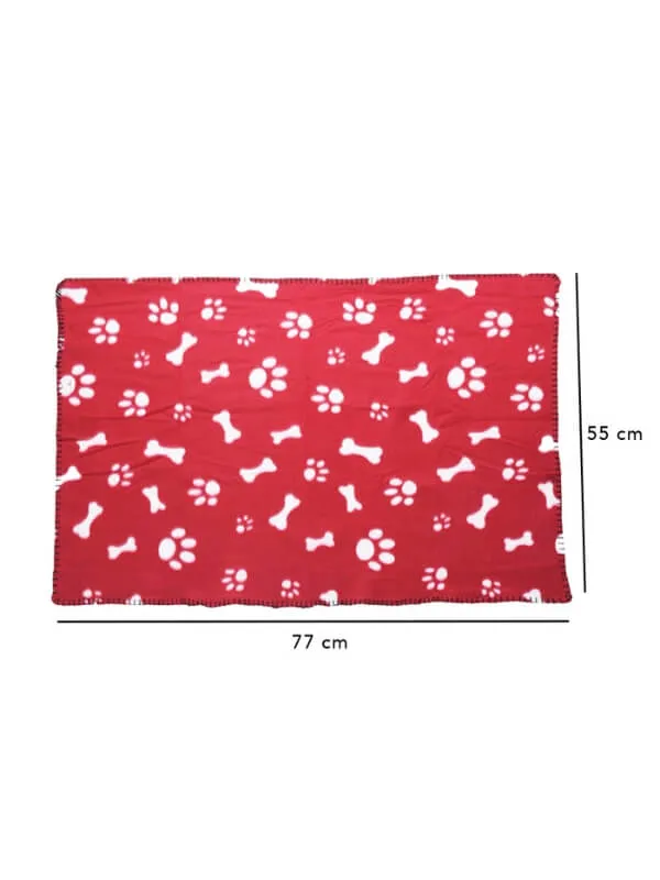 Large Pet Fleece Blanket with Paw Print