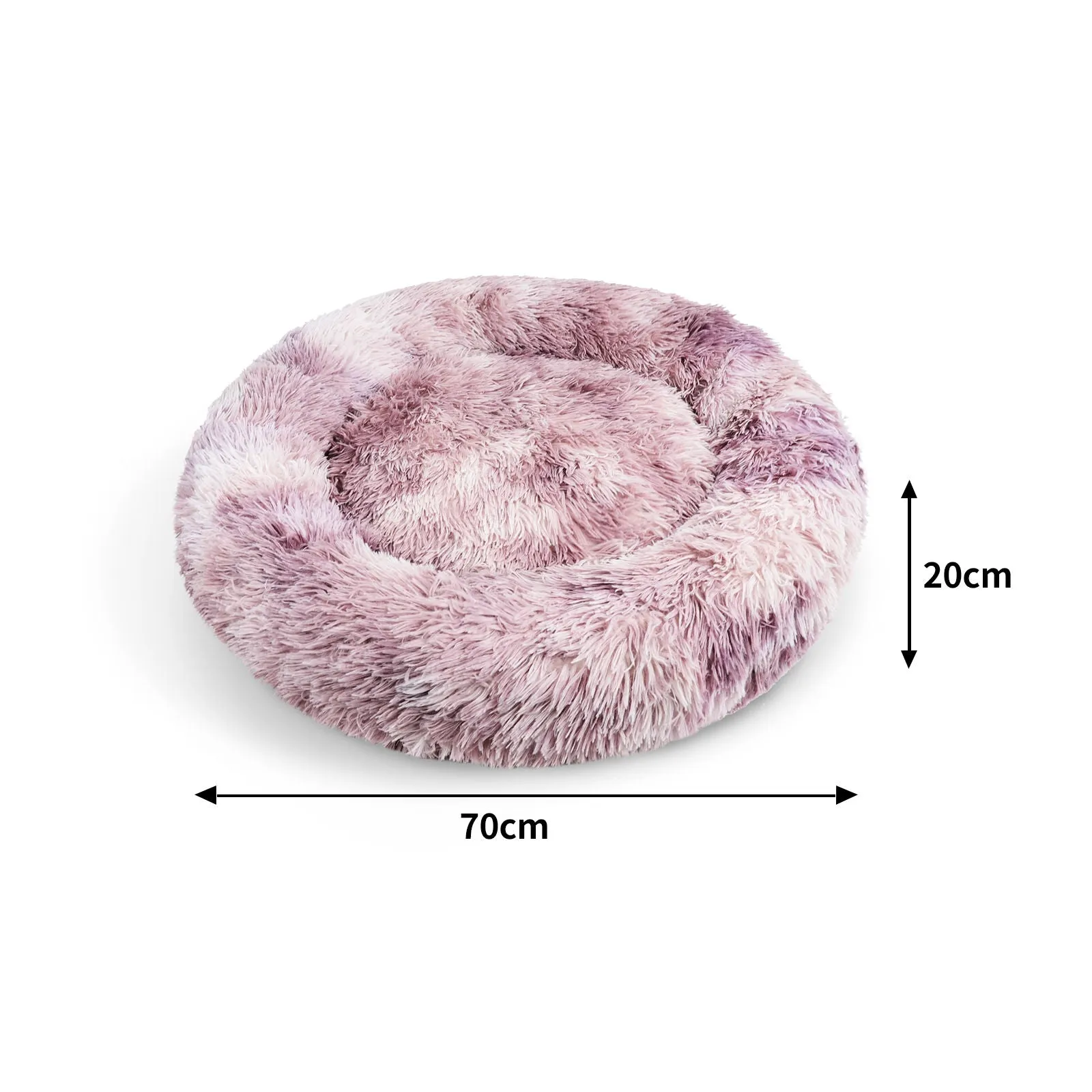 Large Round Calming Pet Bed, Non-Slip, Plush, 70cm - Pawfriends