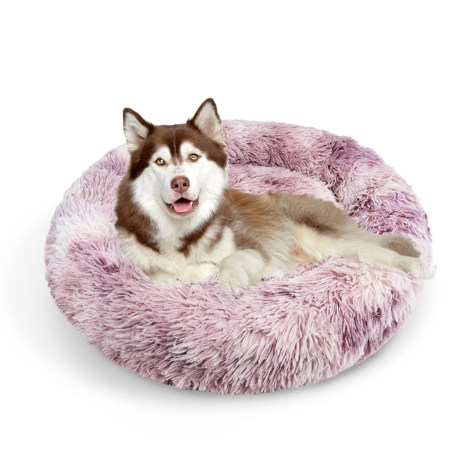 Large Round Calming Pet Bed, Non-Slip, Plush, 70cm - Pawfriends