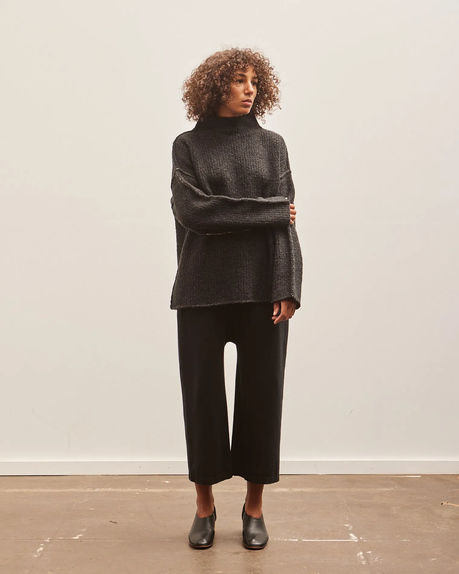 Lauren Manoogian Raw Turtleneck, Black Melange