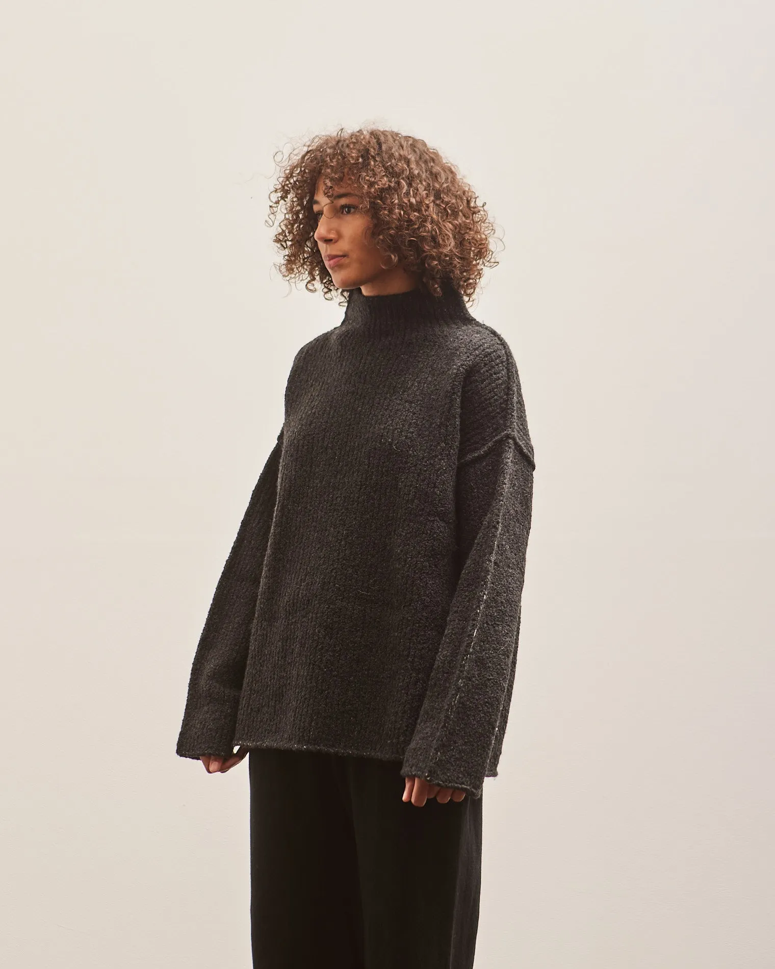 Lauren Manoogian Raw Turtleneck, Black Melange