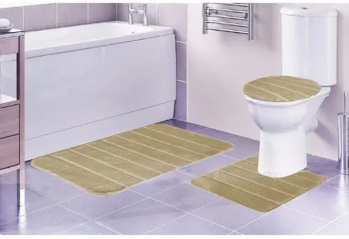 Louise 3 Piece Bathroom Rug Set, Bathroom Rug, Contour Rug and Lid Cover