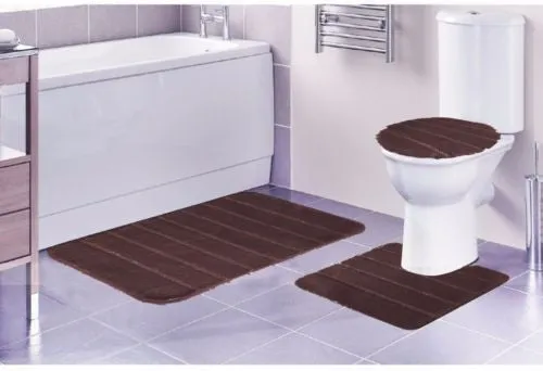 Louise 3 Piece Bathroom Rug Set, Bathroom Rug, Contour Rug and Lid Cover