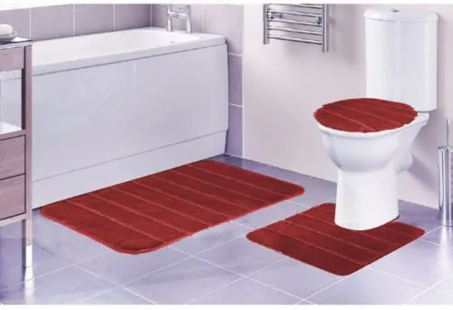 Louise 3 Piece Bathroom Rug Set, Bathroom Rug, Contour Rug and Lid Cover