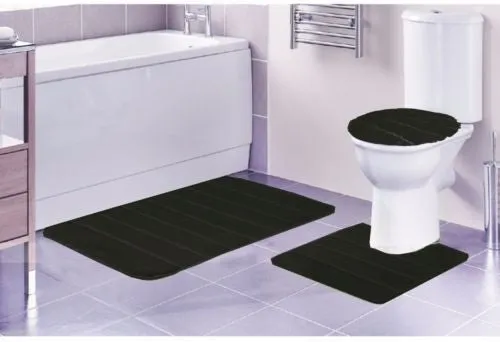 Louise 3 Piece Bathroom Rug Set, Bathroom Rug, Contour Rug and Lid Cover