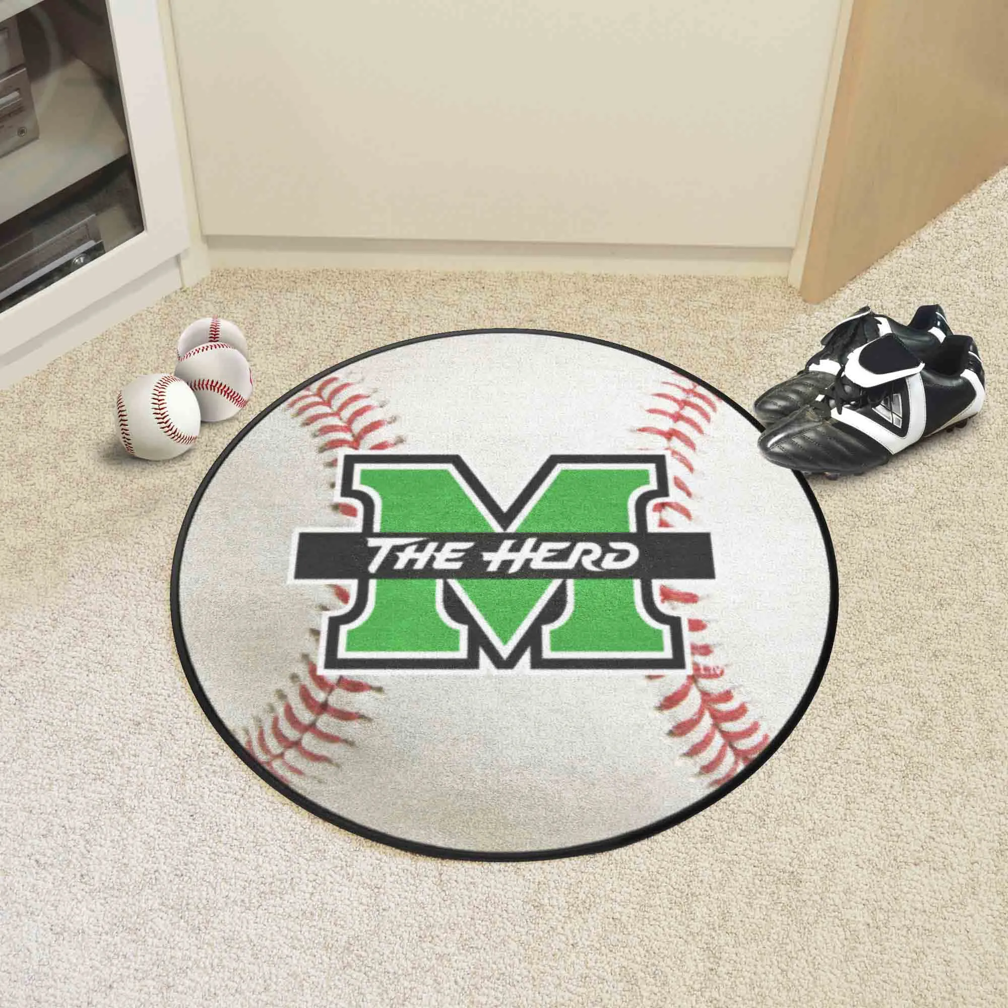 Marshall Thundering Herd Baseball Rug - 27in. Diameter