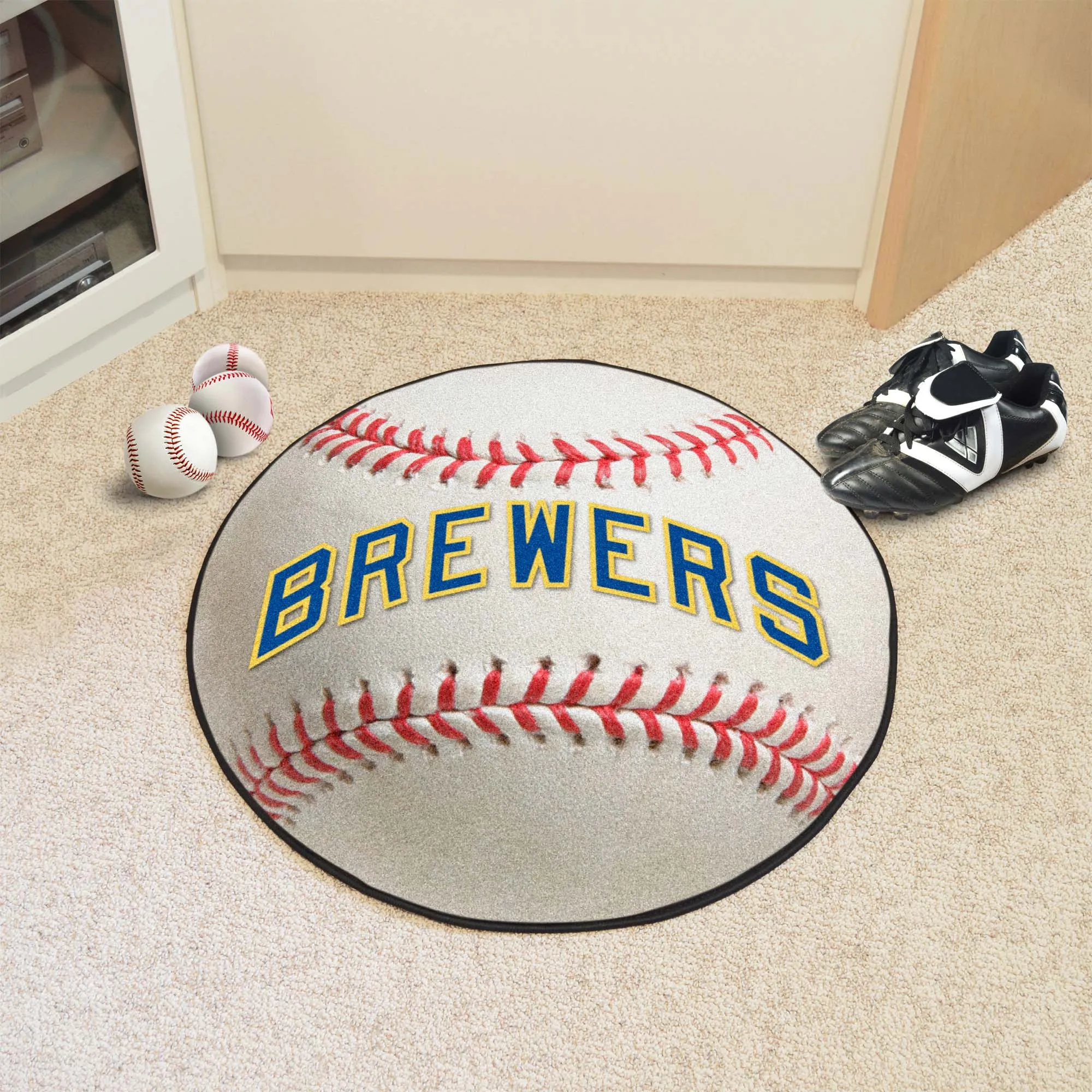 Milwaukee Brewers Baseball Rug - 27in. Diameter1970