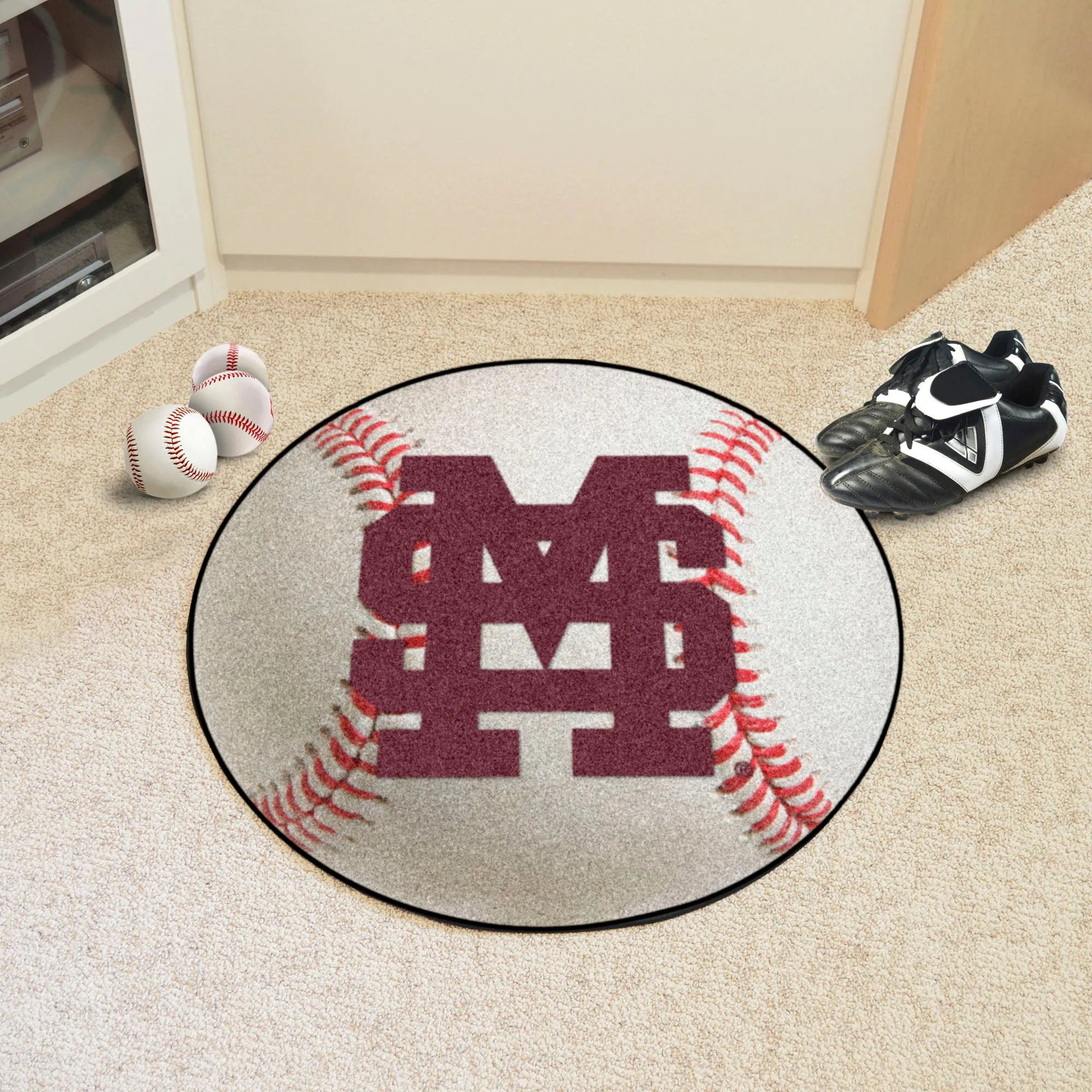 Mississippi State Bulldogs Baseball Rug - 27in. Diameter