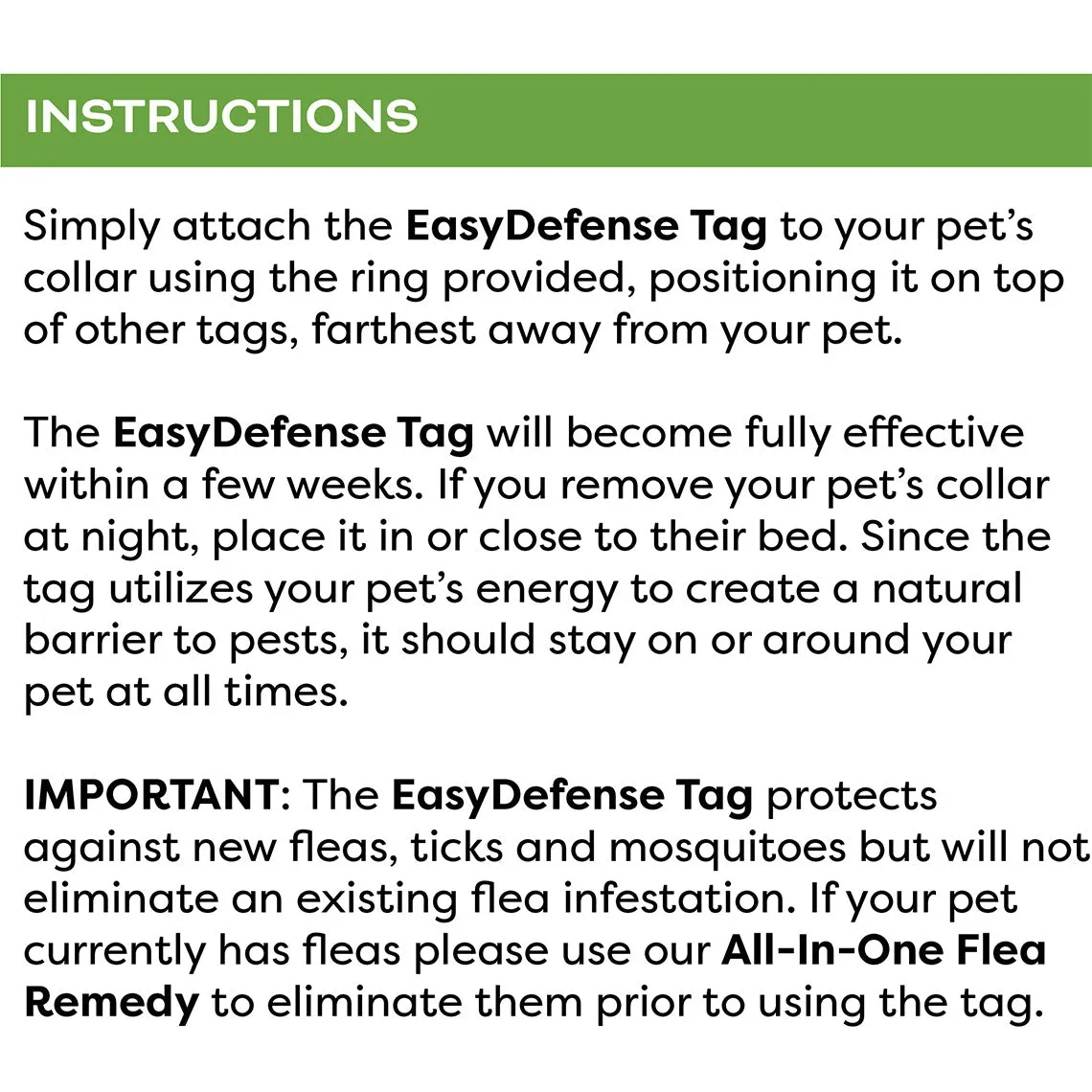 Only Natural Pet Easy Defense Flea & Tick Tag for Dogs & Cats