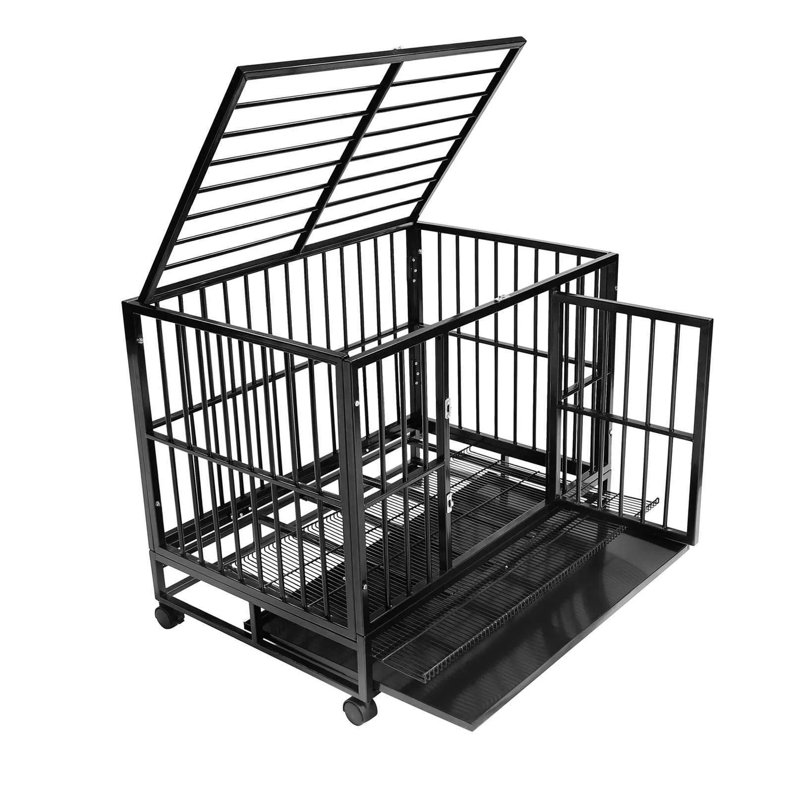 OPEN BOX - 36" Heavy Duty Dog Cage Crate Kennel - Black